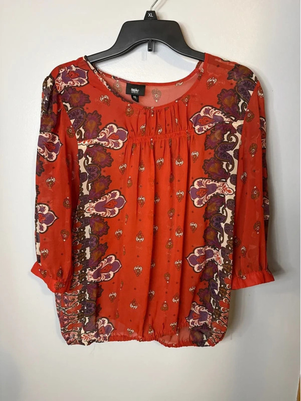 XL Sheer blouse 3/4 sleeve PTP 21